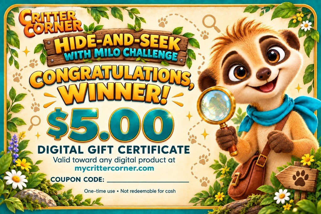 Hide-and-Seek with Milo Challenge $5 digital gift certificate