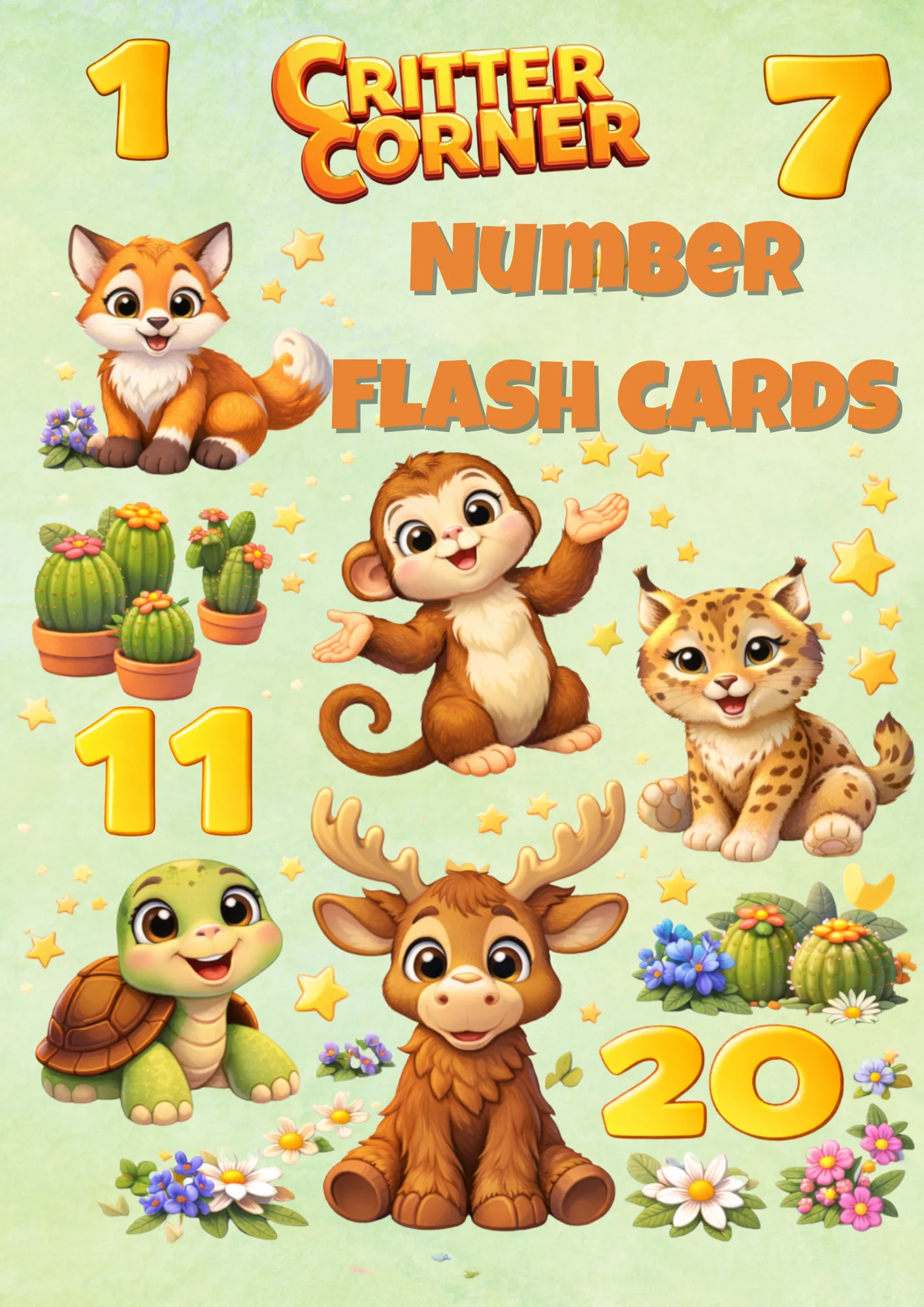 Critter Corner Number Flashcards