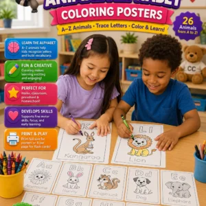 Animal Alphabet Coloring Posters