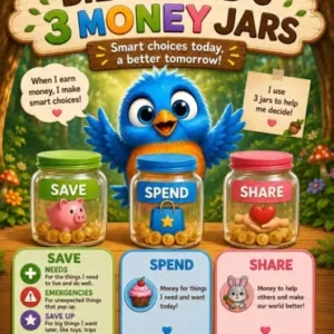 Money Jars Bulletin Board for Kids Save Spend Share Financial Literacy Classroom