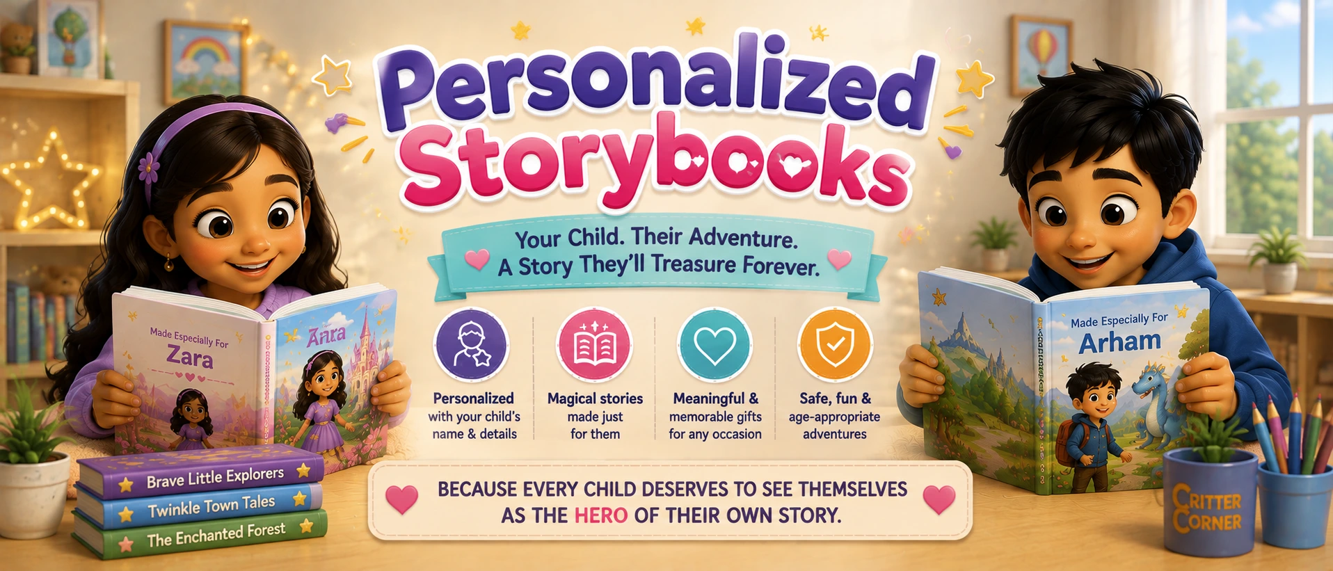 Customized Books for Students — educational adventures for children | Critter Corner