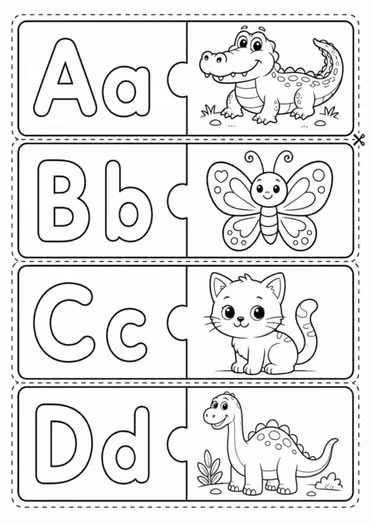 A–Z Alphabet Puzzles Letter Matching & Beginning Sounds Centers — educational storybook and learning resource for kids | Critter Corner