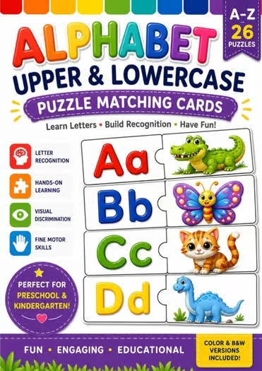 A–Z Alphabet Puzzles Letter Matching & Beginning Sounds Centers — educational storybook and learning resource for kids | Critter Corner