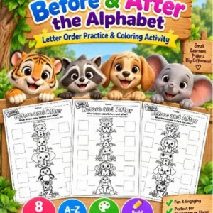 Before & After the Alphabet | Letter Order Worksheets A–Z — educational storybook and learning resource for kids | Critter Corner