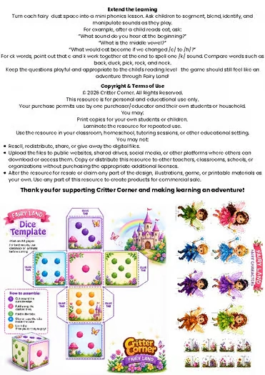Fairy Land Garden Quest | CVC Phonics Board Game & Reading Practice - Image 2 — educational storybook and learning resource for kids | Critter Corner