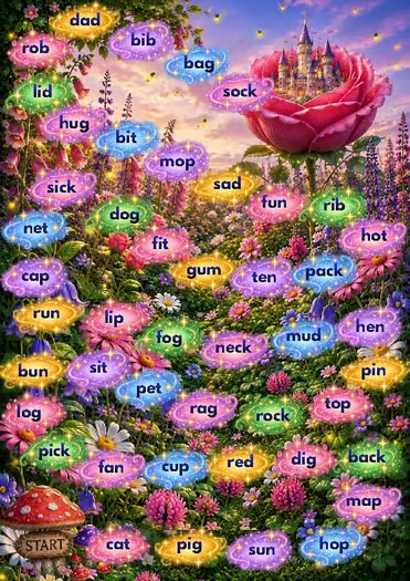 Fairy Land Garden Quest | CVC Phonics Board Game & Reading Practice - Image 3 — educational storybook and learning resource for kids | Critter Corner