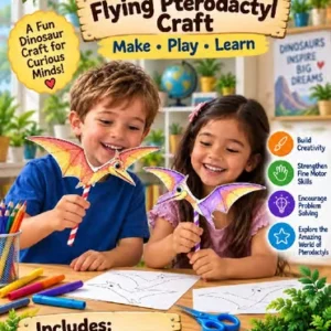 Flying Pterodactyl Craft | Printable Dinosaur STEM Activity for Kids — educational storybook and learning resource for kids | Critter Corner