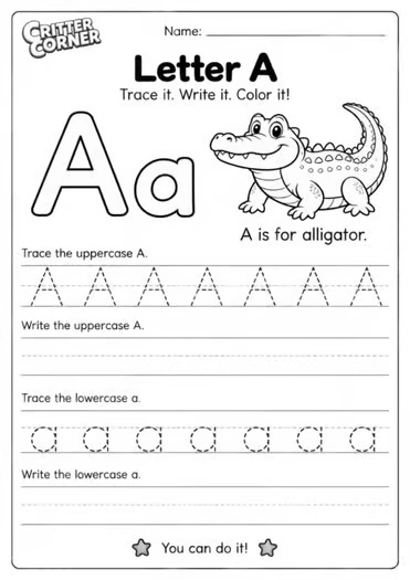 My First Handwriting Workbook | Letters, CVC Words & Simple Sentences - Image 2 — educational storybook and learning resource for kids | Critter Corner