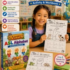 Sign Trace & Learn! ASL(American Sign Language) Alphabet & Handwriting Workbook — educational storybook and learning resource for kids | Critter Corner