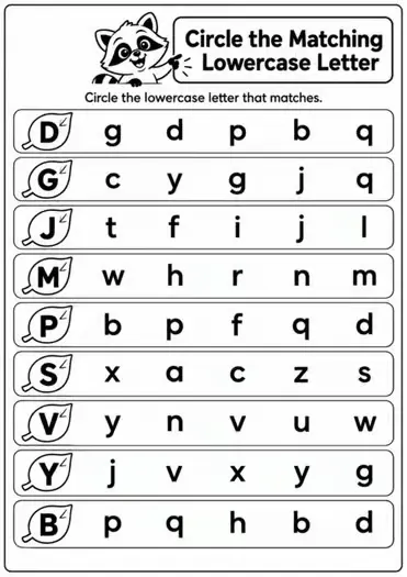 Uppercase & Lowercase Letter Matching Bundle Alphabet Worksheets A-Z Practice - Image 3 — educational storybook and learning resource for kids | Critter Corner