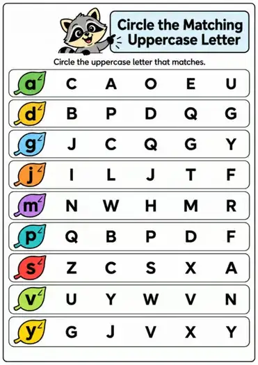 Uppercase & Lowercase Letter Matching Bundle Alphabet Worksheets A-Z Practice - Image 4 — educational storybook and learning resource for kids | Critter Corner