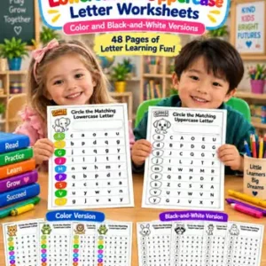Uppercase & Lowercase Letter Matching Bundle Alphabet Worksheets A-Z Practice — educational storybook and learning resource for kids | Critter Corner