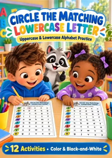 uppercase lowercase matching worksheets — educational storybook and learning resource for kids | Critter Corner