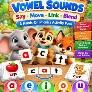 Short Vowel Sounds – A Hands-On Phonics Activity Pack | VC & CVC Blending Activities — educational storybook and learning resource for kids | Critter Corner