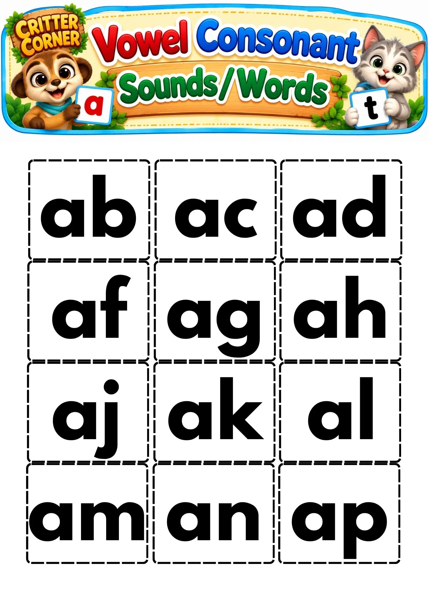 Short Vowel Sounds – A Hands-On Phonics Activity Pack | VC & CVC Blending Activities - Image 5 — educational storybook and learning resource for kids | Critter Corner