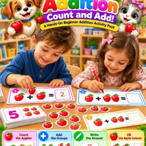 My First Addition Activity – Count and Add! | Hands-On Beginner Addition Worksheets & Counting Game (Pdf) — educational storybook and learning resource for kids | Critter Corner