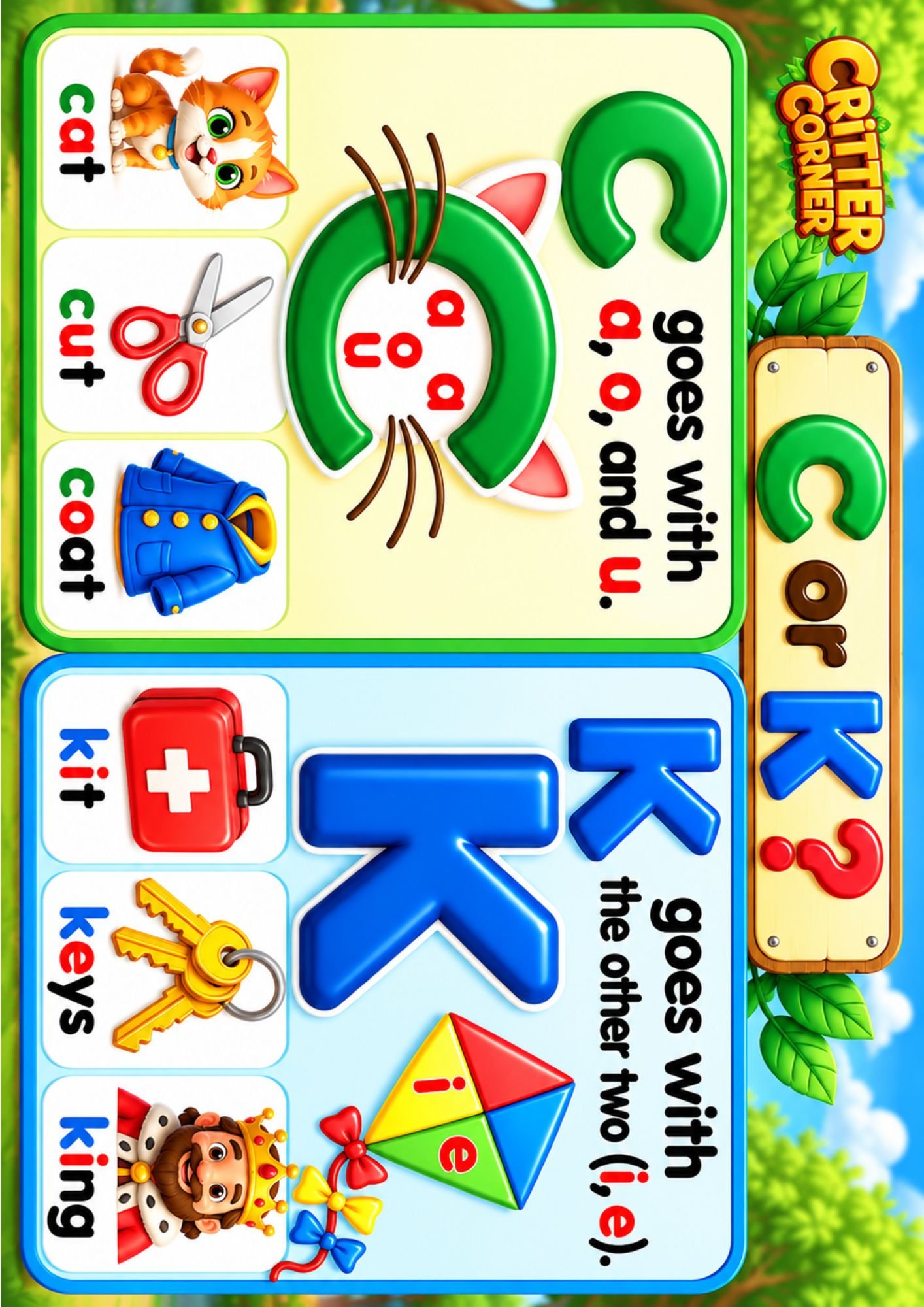 C or K? Learn the Rule! – Phonics Posters, Spelling Rules & Printable Activities - Image 4 — educational storybook and learning resource for kids | Critter Corner