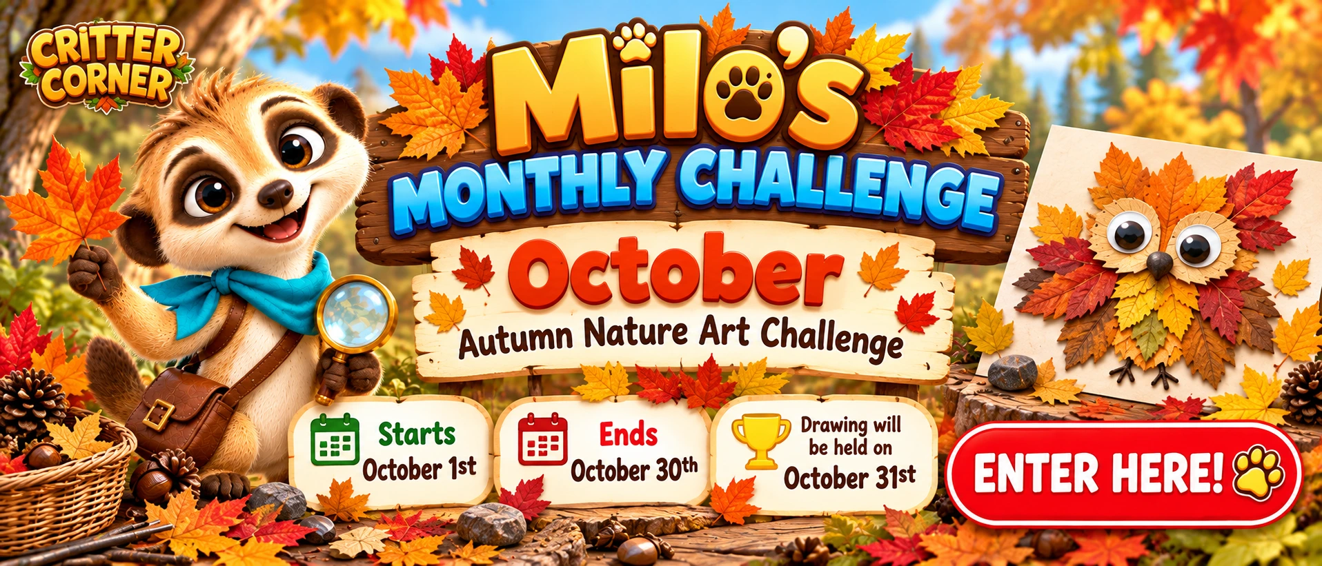 Milo’s October Monthly Challenge — educational adventures for children | Critter Corner